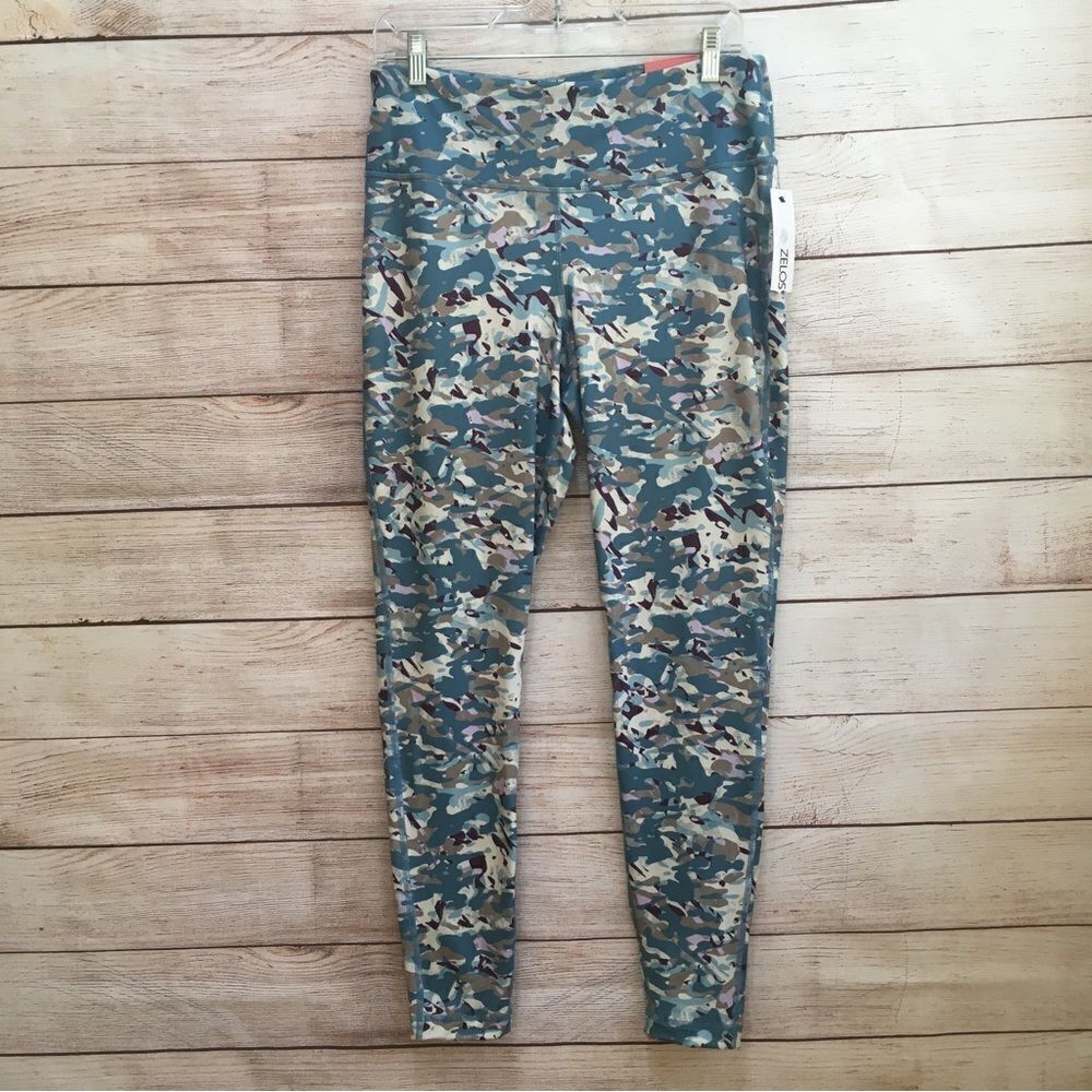 NEW WITH TAGS ZELOS HIGH RISE LEGGINGS IN TURQUOISE CAMO